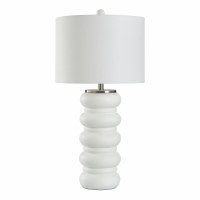 32" White Ceramic Bumps Column Table Lamp