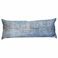 14" x 36" Distressed Blue Down Filled Decorative Pillow