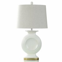 34" White Ring Disk Table Lamp