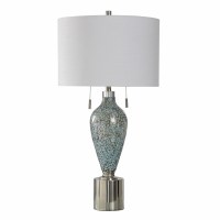 33" Multicolor and Silver Glass Double Pull Table Lamp