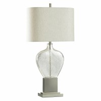 34" Clear and Silver Flat Glass Table Lamp