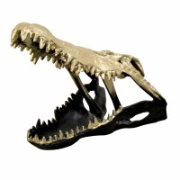 15" Gold and Black Aluminum Crocodile Head Sculpture