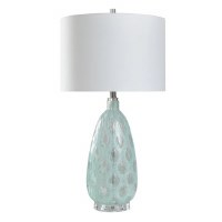 31" Light Blue and Clear Glass Table Lamp