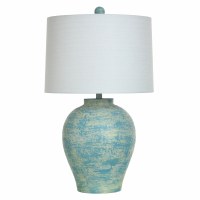 31" Blue and Green Textured Base Polyresin Table Lamp