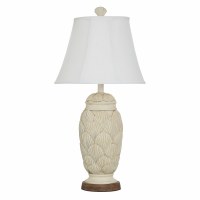 30" Beige Polyresin Scallop Shell Pattern Table Lamp