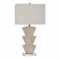 32" Beige Triple Fan Table Lamp