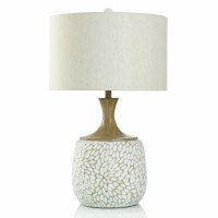 30" Beige and Brown Polyresin Textured Table Lamp