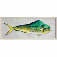 17" x 42" Mahi Mahi Coastal Gel Textured Framed Print