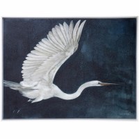 31" x 41" Night Flying Egret Gel Textured Coastal Framed Canvas