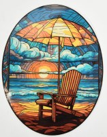5" Oval Beach Chair Window Cling