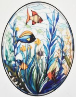 5" Oval Multicolor Fish Party Window Cling