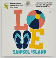 4" Sanibel Island "Love" Flip Flop Sticker