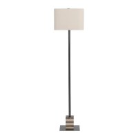 60" Natural and Taupe Stone Base Floor Lamp