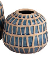 7" Dark Blue and Terracotta Ceramic Vase