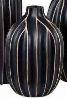 10" Black and Tan Ribbed Ceramic Vase