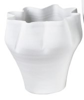 8" White Folds Modern Ceramic Vase