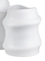 10" White Ribbed Cylindrical Ceramic Vase