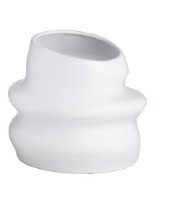 7" White Ribbed Cylindrical Ceramic Vase