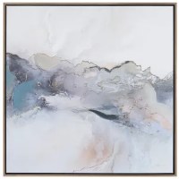 40" Sq Gray and Multicolor Framed Abstract Canvas