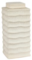 15" Sand Ribbed Textured Square Jar With a Lid