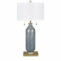 33" Two Toned Blue GlassTable Lamp