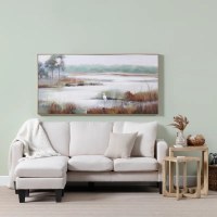 30" x 60" Egret in the Marsh Framed Coastal Canvas