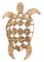 16" x 15" Natural Woven Sea Turtle Coastal Wall Art Plaque