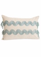 16" x 24" Two Blue Squiggles on Cream Decorative Pillow