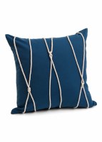 18" Sq Dark Blue Three Knots Decorative Pillow