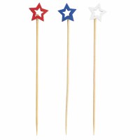 Pack of 100 4.5" Red, White, and Blue Star Picks