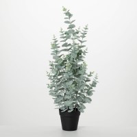 31" Faux Frosted Green Eucalyptus Potted Bush