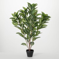 36" Faux Green Zebra Potted Tree