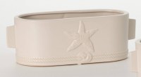 6" x 14" White Starfish Oval Ceramic Pot