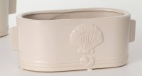 5" x 11" White Scallop Shell Oval Ceramic Pot