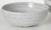 12" Round White Textured Ceramic Bowl