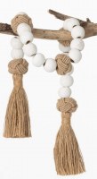 24" White Wood and Jute Rope Beads Table Garland