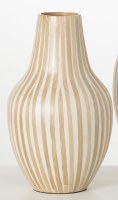 17" White and Natural Stripes Bamboo Vase