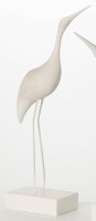 28" Cream Polyresin Modern Heron Statue