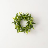 4.5" Opening Faux Green Ruscus Leaves Candle Ring