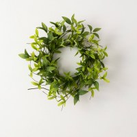 6.5" Opening Faux Green Ruscus Leaves Candle Ring