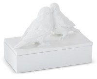 6" x 7" Short White Two Love Birds Polyresin Box