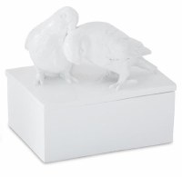 6" x 6" Tall White Two Love Birds Polyresin Box