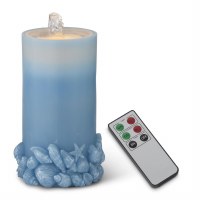 4" x 7.75" LED Blue Seashell Ring Water Fountain Candle