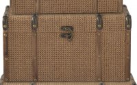 8" x 15" Brown Woven Jute and Wood Storage Box