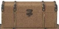 6" x 13" Brown Woven Jute and Wood Storage Box