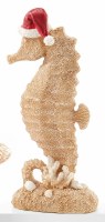 10" LED Seahorse Wearing a Santa Hat Polyresin Statue