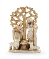 Beige Holy Family Under a Tree Polyresin Statue