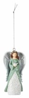 Green Angel Holding a Bird Ornament