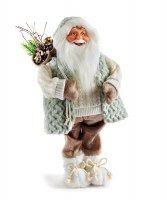 18" Light Green and Cream Santa Claus Statue