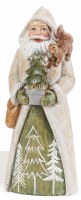 11" Green Polyresin Santa Claus Holding a Squirrel Figurine